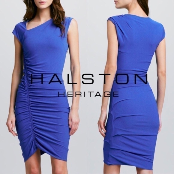 Halston Heritage NWT cobalt ruched bodycon dress *shop@iamwarrior - Picture 4 of 9